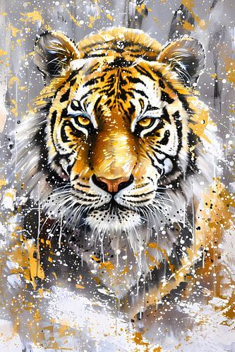 Surrealistische tijger met dynamische kleuren