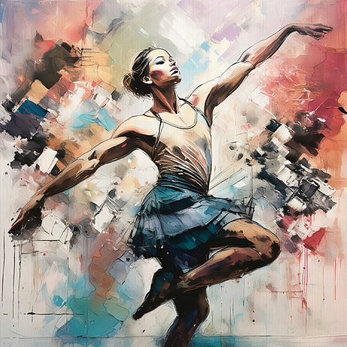 Mixed media kleurig kunstwerk moderne danseres