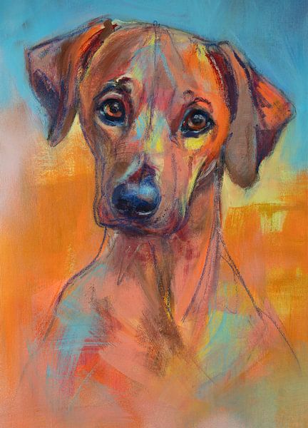 Rhodesian Ridgeback Welpe Hund von Gemälde Liesbeth Serlie
