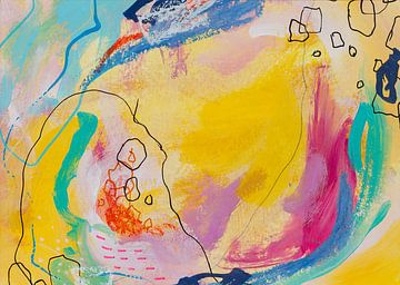 Happy Place 001 - abstract schilderij van QEIMOY