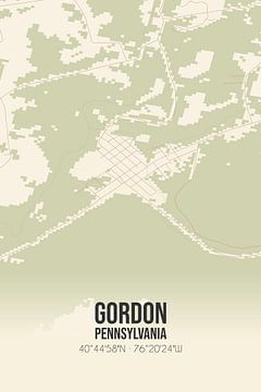 Vintage landkaart van Gordon (Pennsylvania), USA. van Rezona