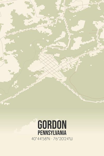 Alte Karte von Gordon (Pennsylvania), USA. von Ortsdrucke