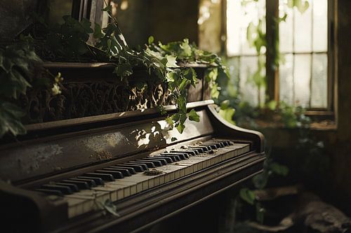 Vergeten piano in de natuur