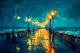 Night at the pier by Poster Art Shop
