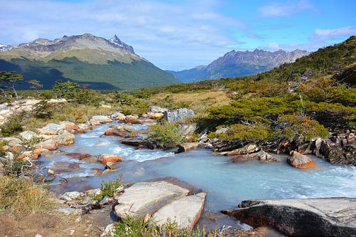milchig-weißer Fluss im Moorland Argentinien