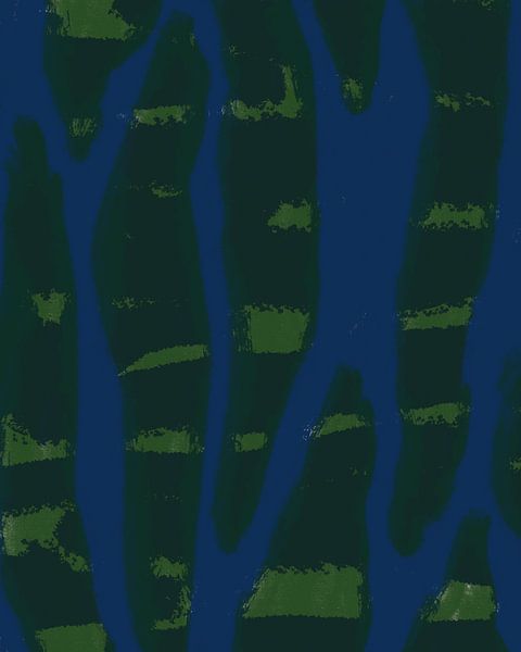 Colorful abstract modern art. Pop of colors. Blue and green stripes. by Dina Dankers