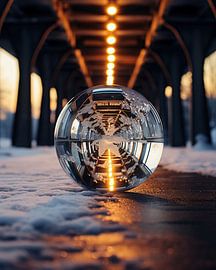 Reflection in the glass sphere