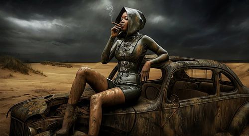 young woman in latex