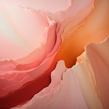 Geologische Dans - Peach Fuzz Abstract Flow #12 van Ralf van de Sand