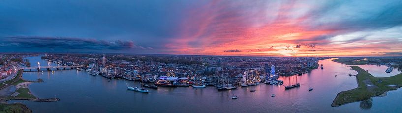 Sail Kampen Panoramablick bei Sonnenuntergang von Sjoerd van der Wal Fotografie