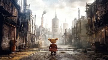 Gigantische pop in dystopische stad van Frank Heinz