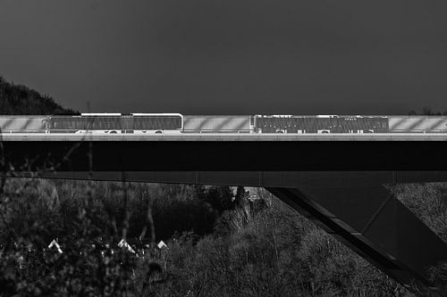Bussen op een brug