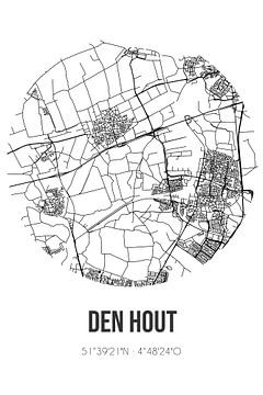 Den Hout (Nordbrabant) | Karte | Schwarz und Weiß von Rezona