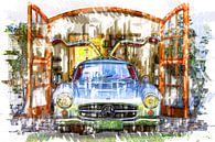 Schilderij van een Mercedes 300 SL van Tilo Grellmann thumbnail