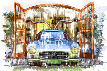 Painting of a Mercedes 300 SL by Tilo Grellmann