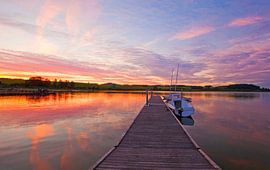 Romantic evening atmosphere on Lake Wallersee