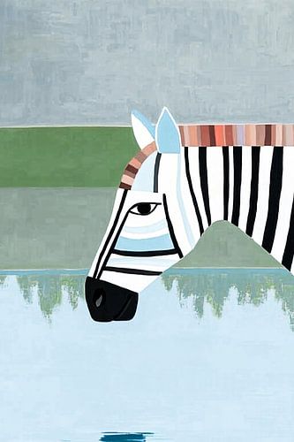 Zebra weerspiegeld in water