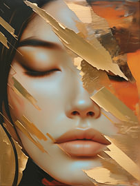 Woman in warm orange and gold by Hilde Remerie Photography and digital art