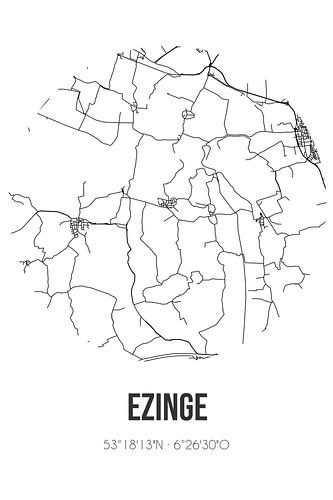 Ezinge (Groningen) | Landkaart | Zwart-wit