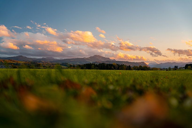 autumn sunset over the Grünten mountain by Leo Schindzielorz