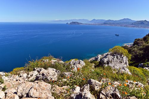 Panoramic view from Monte Pellegrino, looking towards Mount Etna