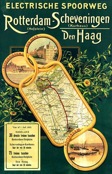 Poster Rotterdam-Hofplein - Scheveningen-Kurhaus 1910