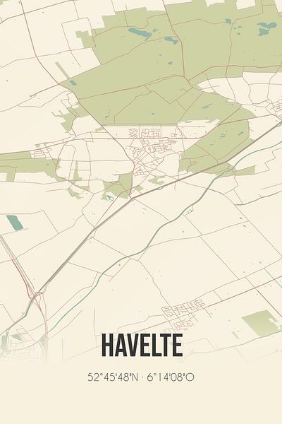 Carte ancienne de Havelte (Drenthe) par Affiches de lieux
