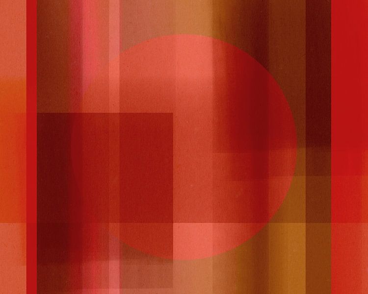 Abstract in neon-aardetinten. Rood en bruin van Dina Dankers