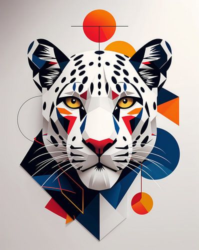 witte luipaard of panter, abstract-geometrisch