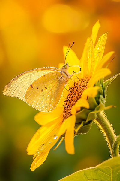 Butterfly on sunflower by Poster Art Shop
