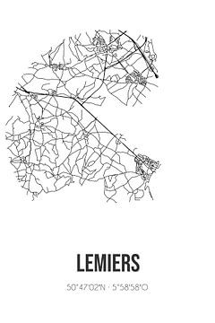 Lemiers (Limburg) | Landkaart | Zwart-wit van Rezona