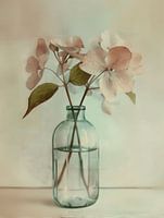Still life with flowers in pastel colours in Japandi style