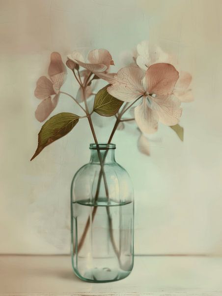 Stilleven met bloemen in pastelkleuren in Japandi stijl van Japandi Art Studio