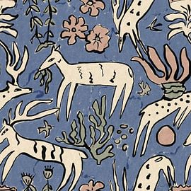 Whimsical Forest Deer by Raipa Studio