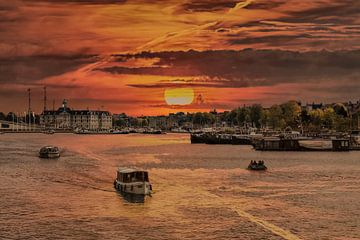 Sunset, Amsterdam, Pays-Bas sur Maarten Kost