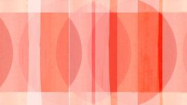 Mid Century Bauhaus Formen Pink Korallen Rot Pfirsich Elfenbein von FRESH Fine Art