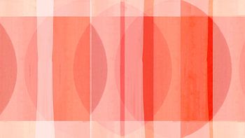Mid Century Bauhaus Formen Pink Korallen Rot Pfirsich Elfenbein
