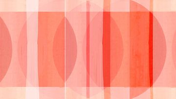 Mid Century Bauhaus Formen Pink Korallen Rot Pfirsich Elfenbein von FRESH Fine Art