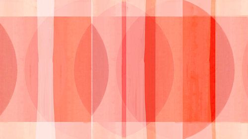 Mid Century Bauhaus Formen Pink Korallen Rot Pfirsich Elfenbein von FRESH Fine Art