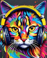 Cat in headphones