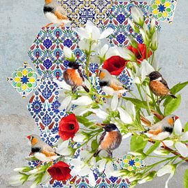 Oiseaux et carreaux marocains sur Postergirls