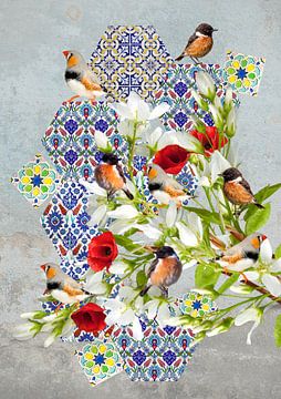 Birds and Moroccan tiles by Postergirls