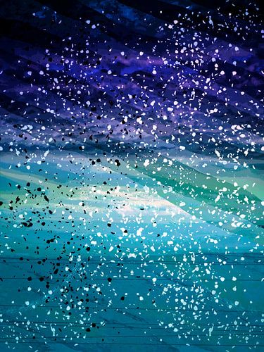 Magisch maanlandschap in groenblauw