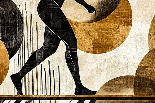 Silhouet met gouden geometrie