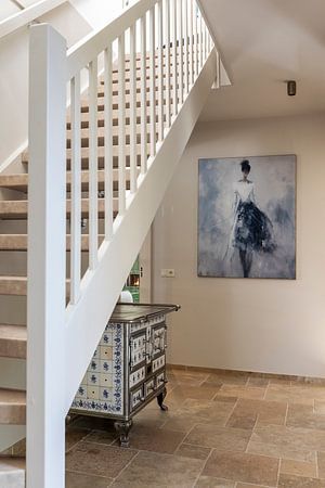 Abstract and elegant portrait in blue and white