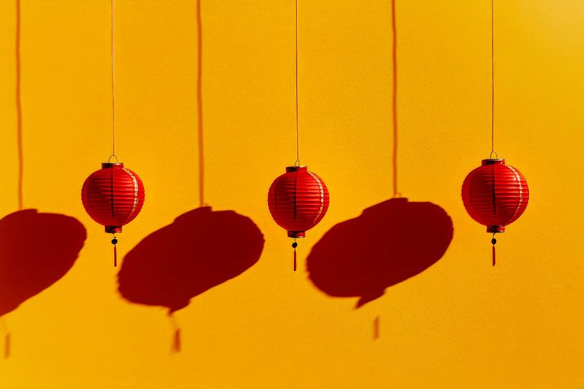 Rote Laternen Schatten von Poster Art Shop