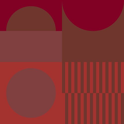 Verbrand oranje, bruin, wijnrood, paars. Geometrische kunst in 70s retro kleuren