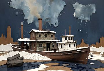 Woonboot, collage van Nick Wendt