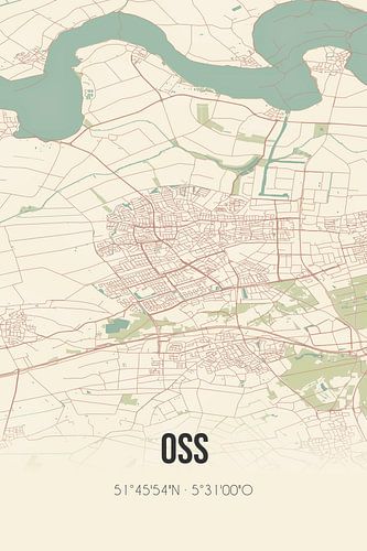 Alte Landkarte von Oss (Nordbrabant)