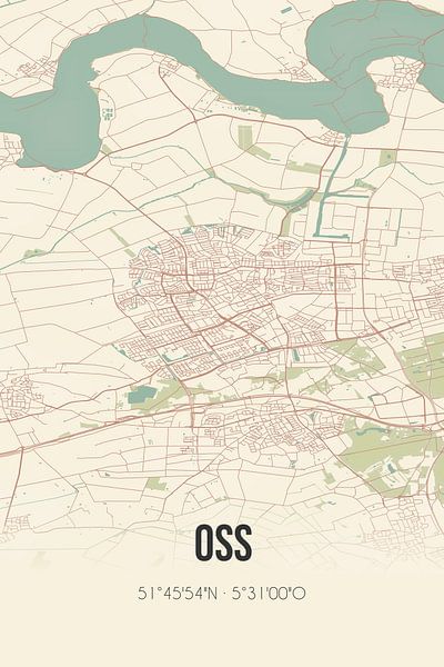 Vieille carte d'Oss (Brabant du Nord) par Affiches de lieux